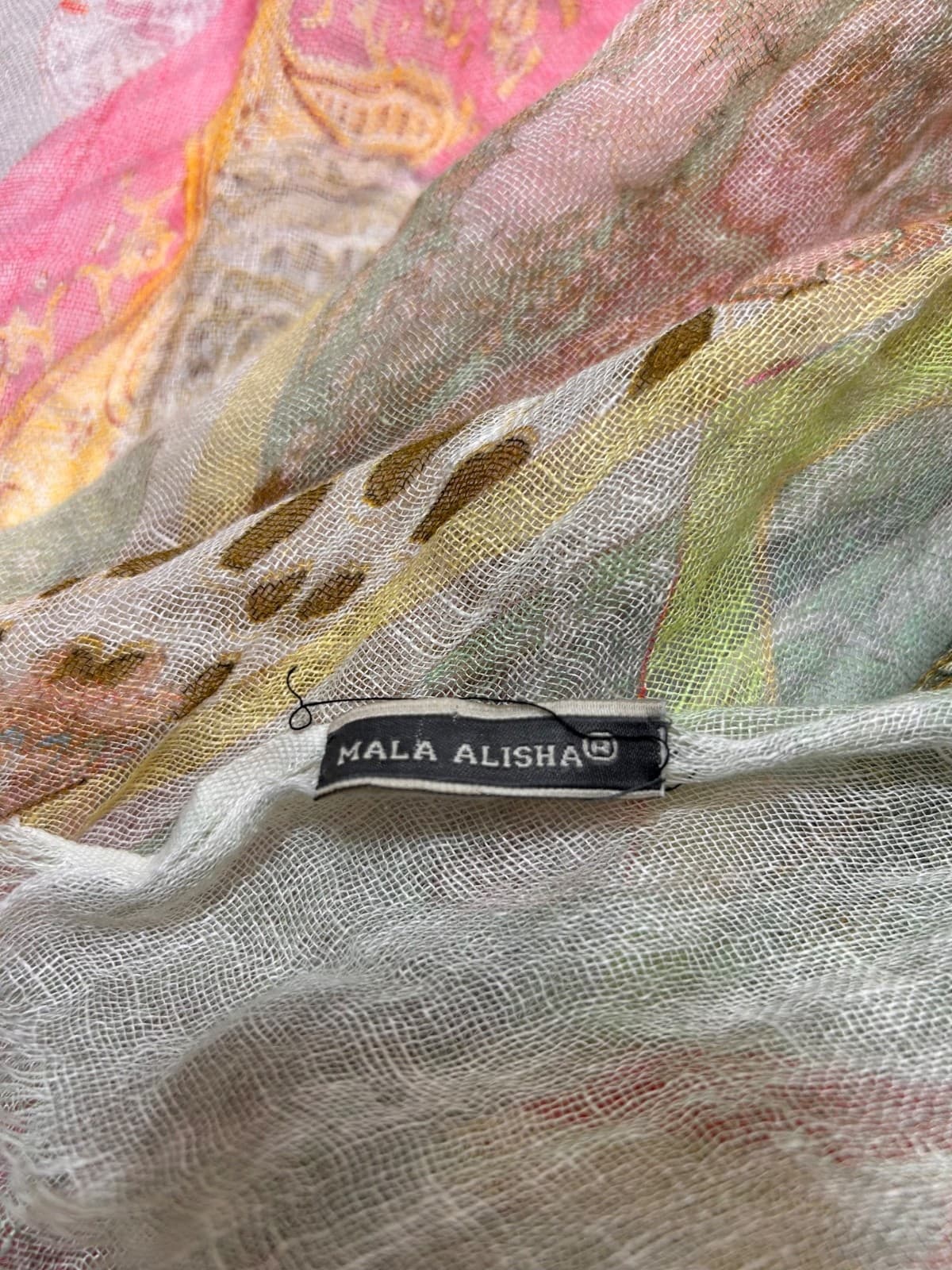 MALA ALISHA SILK MODAL SCARF 76"X25" Color Block Boho Scarf Summer Luxury - Thumbnail 6