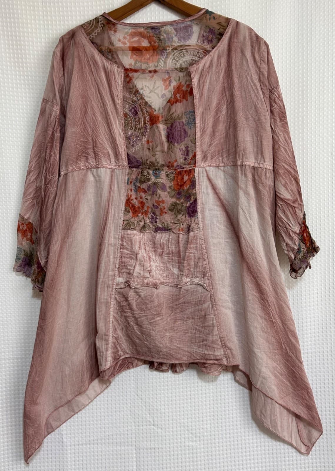 Parsley & Sage Size 2X Patchwork Lagenlook Whimsigoth Handkerchief Hem Tunic Top - Thumbnail 5