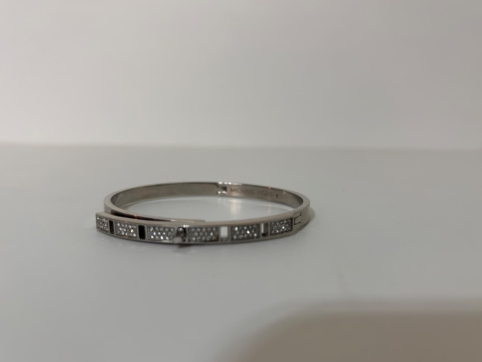 Michael Kors Silver Tone Crystal Hinged Bangle Bracelet Ring size 6 Bundle - Thumbnail 14