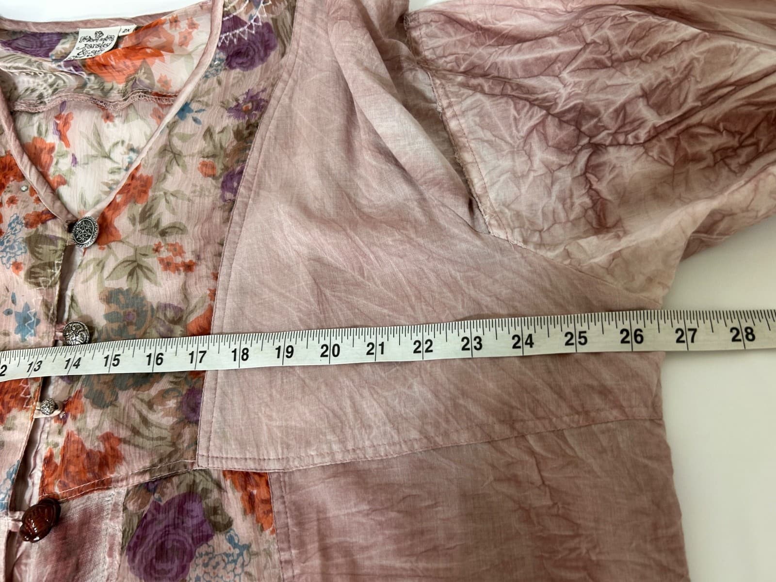 Parsley & Sage Size 2X Patchwork Lagenlook Whimsigoth Handkerchief Hem Tunic Top - Thumbnail 9