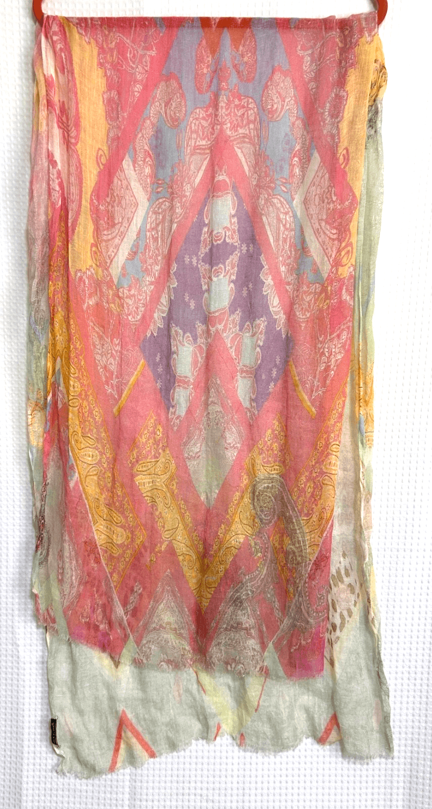 MALA ALISHA SILK MODAL SCARF 76"X25" Color Block Boho Scarf Summer Luxury - Thumbnail 2