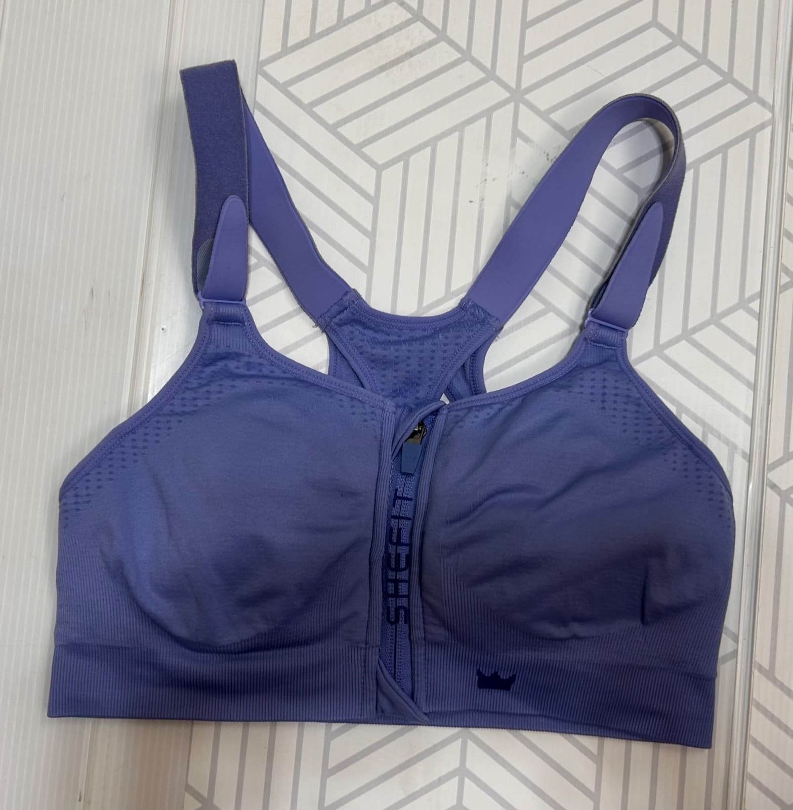 Shefit Size Small Low Impact Sports Bra Periwinkle Front Zip Adjustable Pads b - Thumbnail 9
