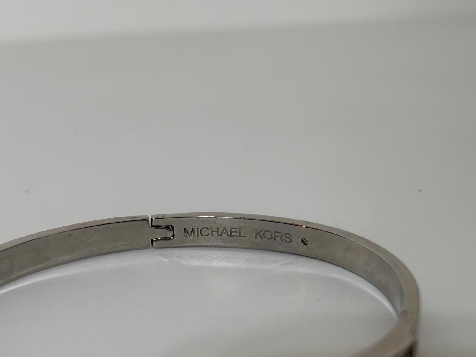 Michael Kors Silver Tone Crystal Hinged Bangle Bracelet Ring size 6 Bundle - Thumbnail 12