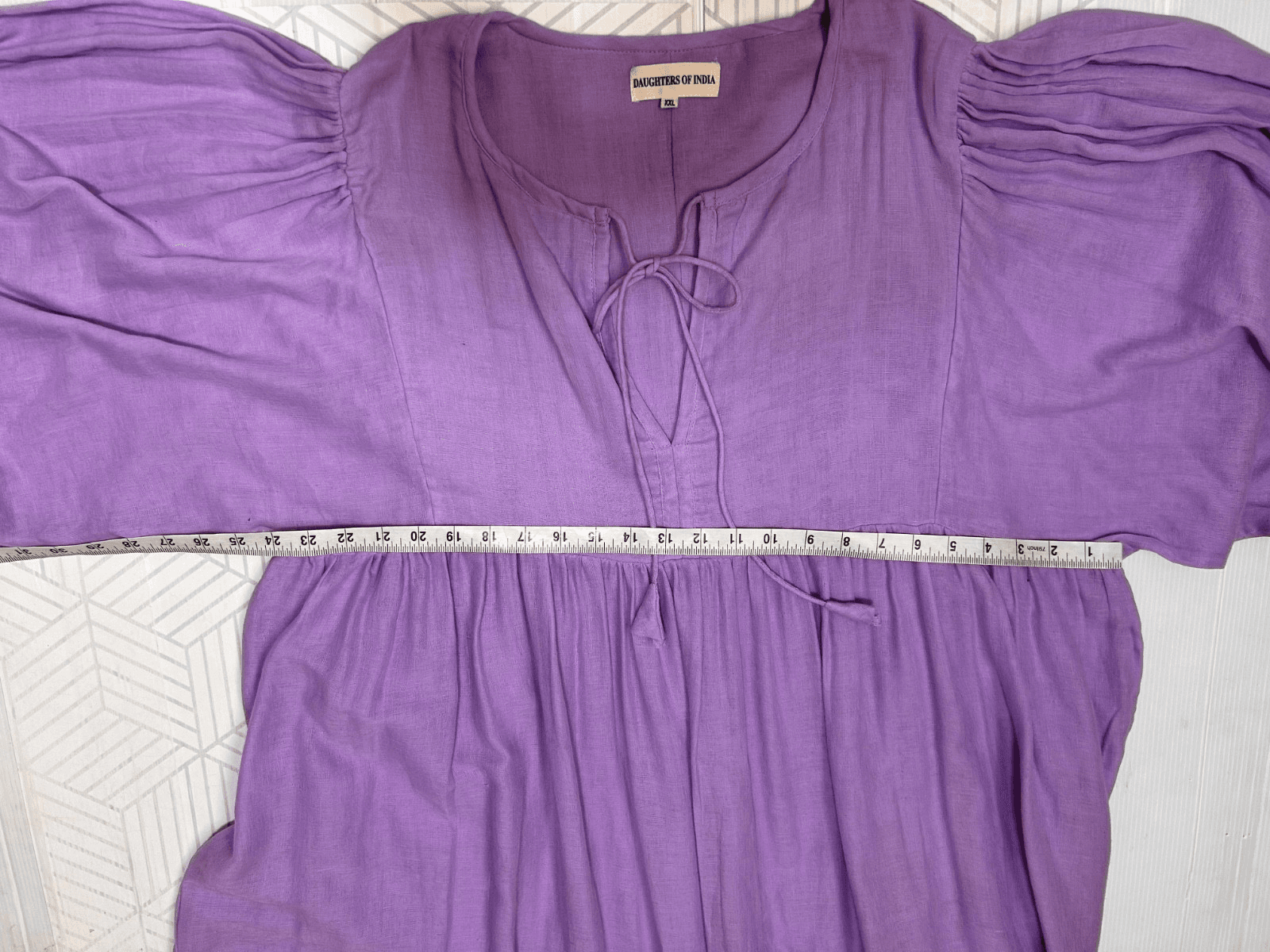 $199 Daughters of India Kyra Maxi / Midi Dress XXL Lilac Gauze Boho Hand Dyed c - Thumbnail 5