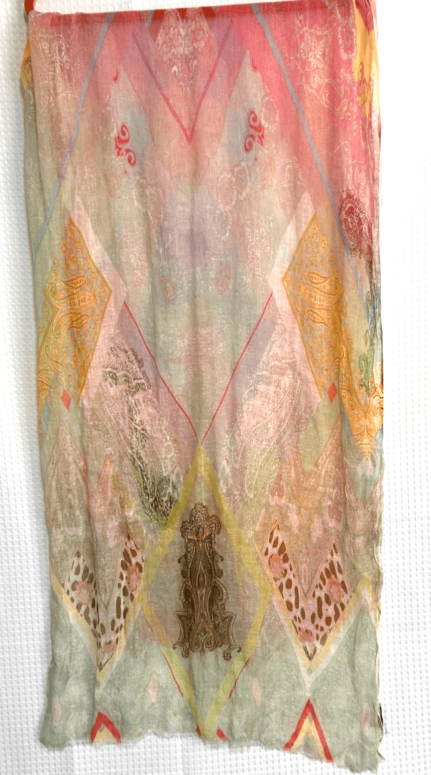 MALA ALISHA SILK MODAL SCARF 76"X25" Color Block Boho Scarf Summer Luxury - Thumbnail 3
