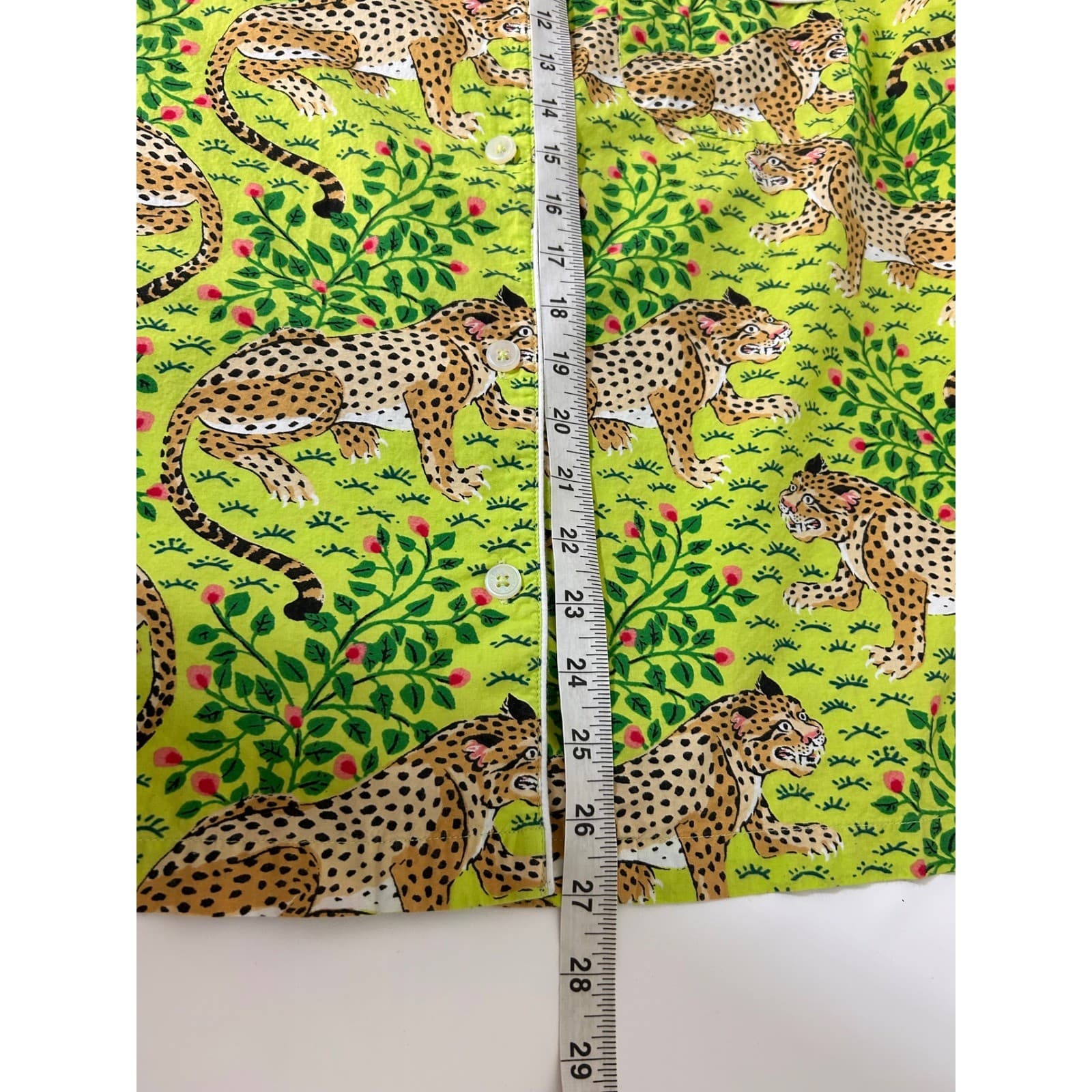 Printfresh Womens size M Organic Leopard Print Pajama Top Short Sleeve Cotton a1 - Thumbnail 5