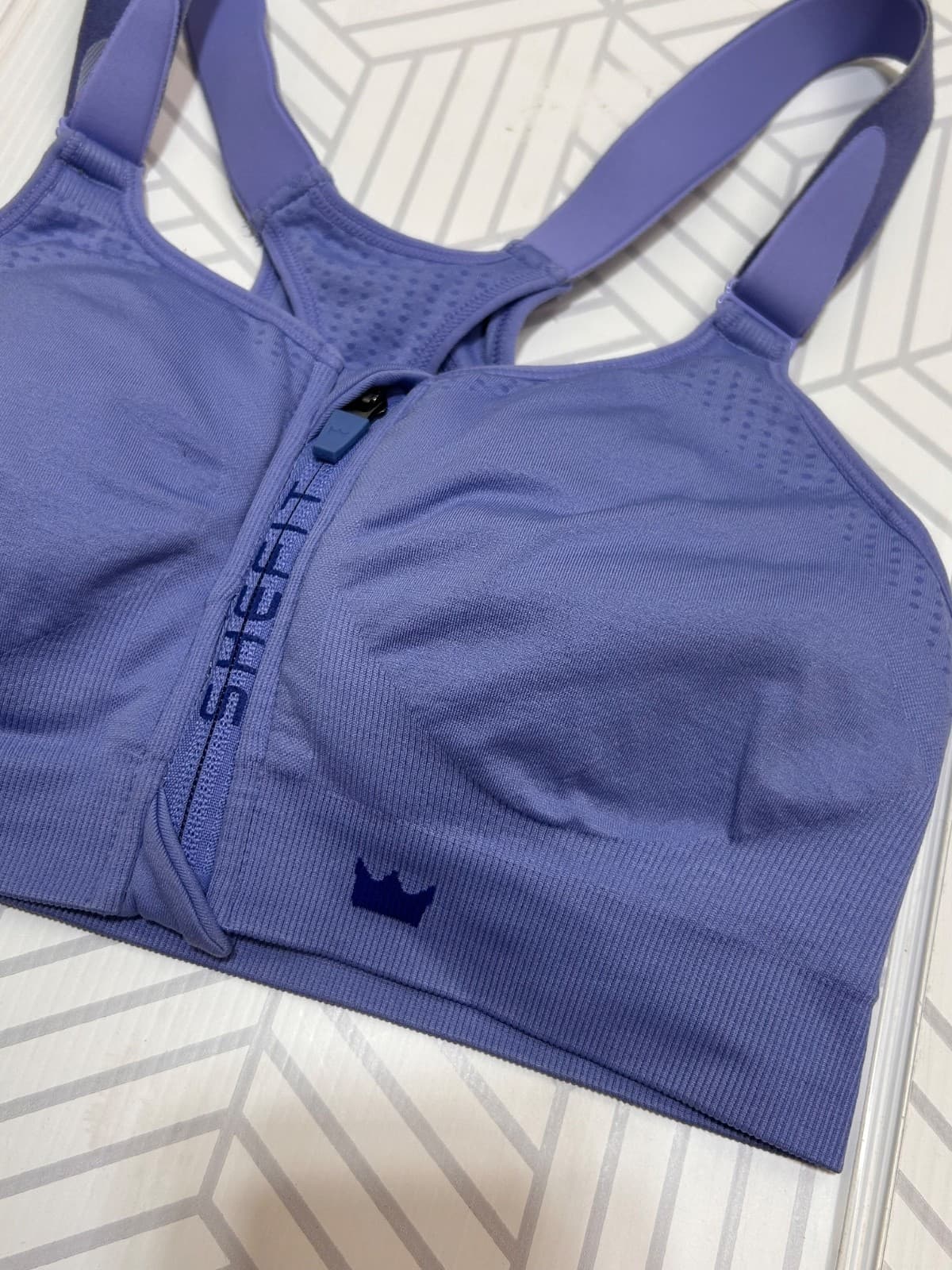 Shefit Size Small Low Impact Sports Bra Periwinkle Front Zip Adjustable Pads b - Thumbnail 2