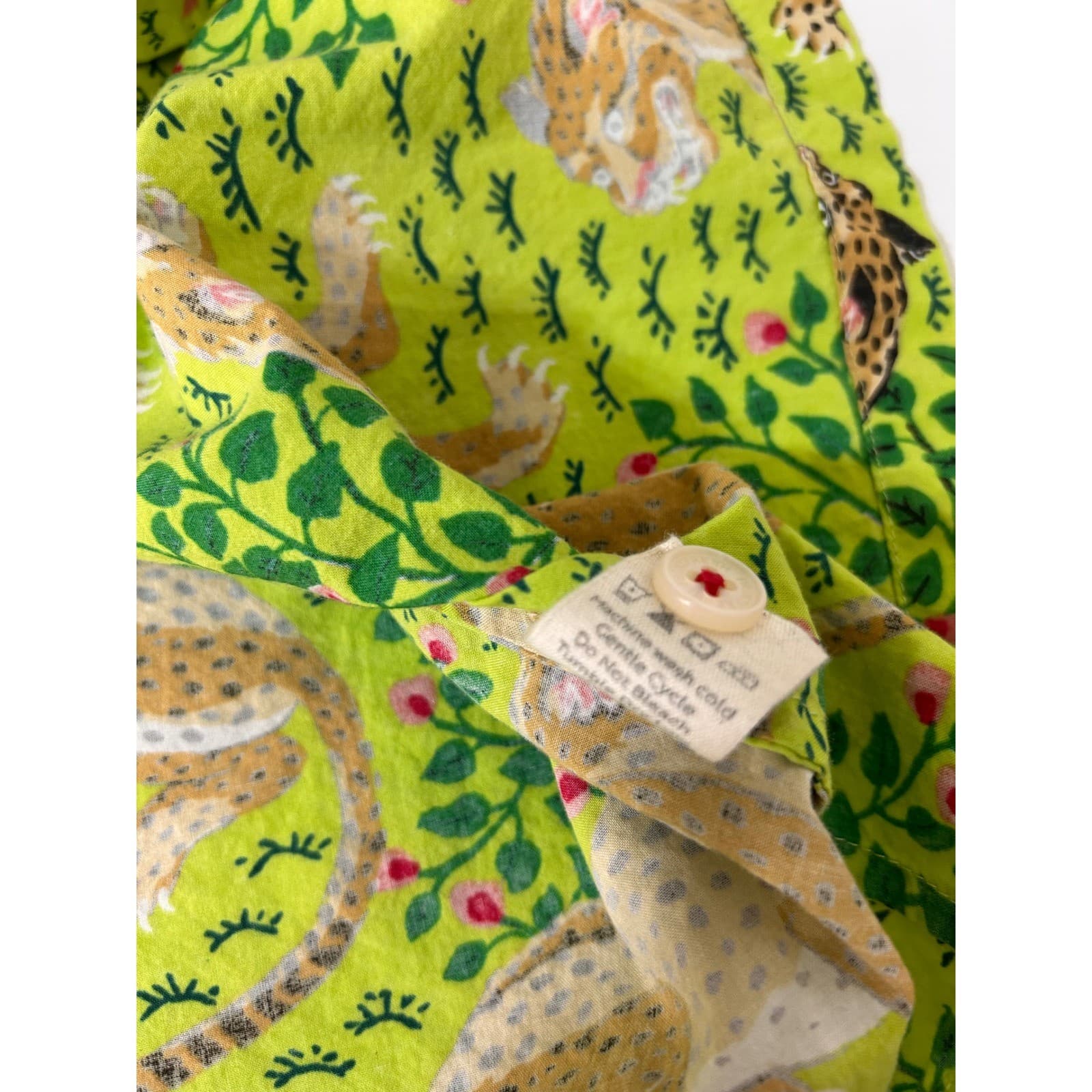 Printfresh Womens size M Organic Leopard Print Pajama Top Short Sleeve Cotton a1 - Thumbnail 4