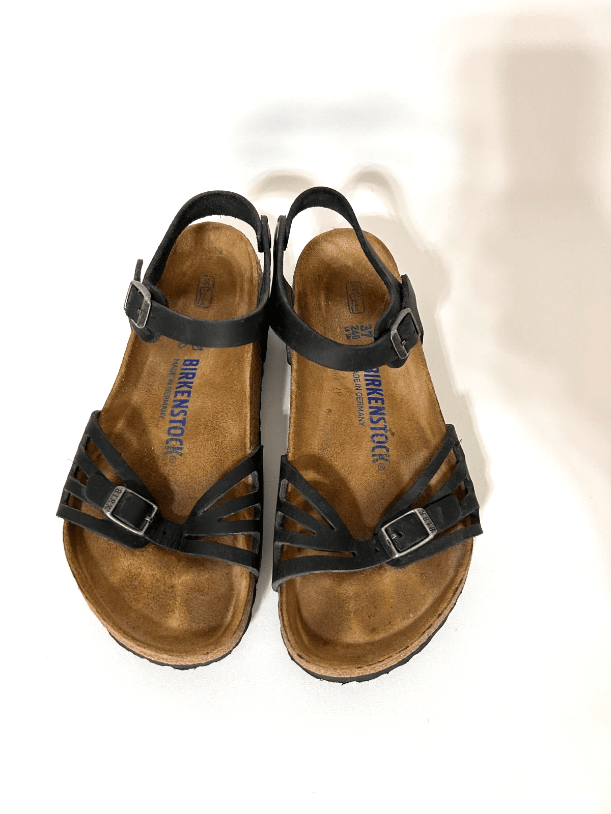 Birkenstock Bali Sandals Black Oiled Leather Slingback Strap Buckle size 37 W 6 - Thumbnail 2
