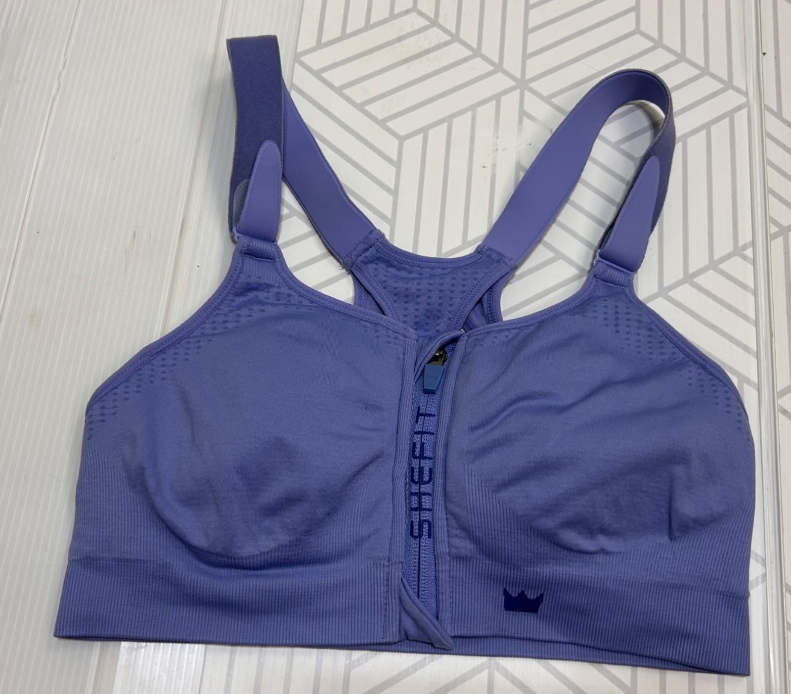 Shefit Size Small Low Impact Sports Bra Periwinkle Front Zip Adjustable Pads b - Thumbnail 3