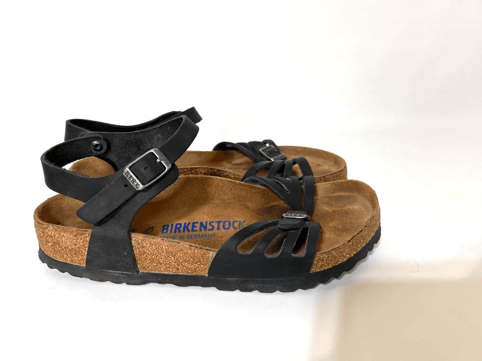 Birkenstock Bali Sandals Black Oiled Leather Slingback Strap Buckle size 37 W 6 - Thumbnail 3