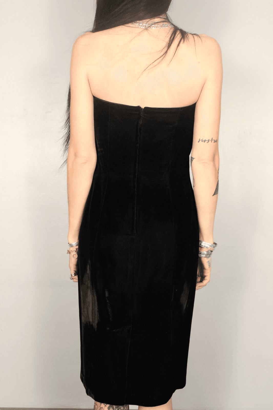 Vintage Scott McClintock Y2K Dress Womens size 6 Black Velvet Strapless Event z - Thumbnail 3
