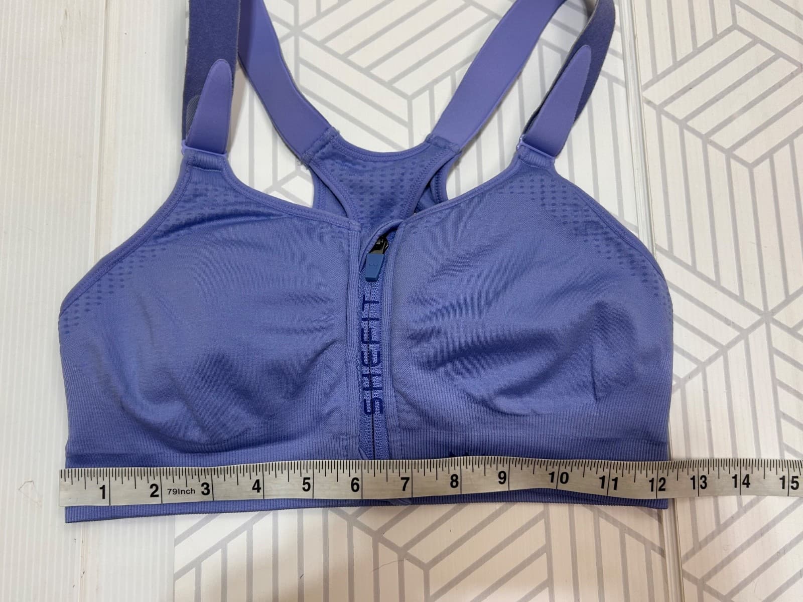 Shefit Size Small Low Impact Sports Bra Periwinkle Front Zip Adjustable Pads b - Thumbnail 5