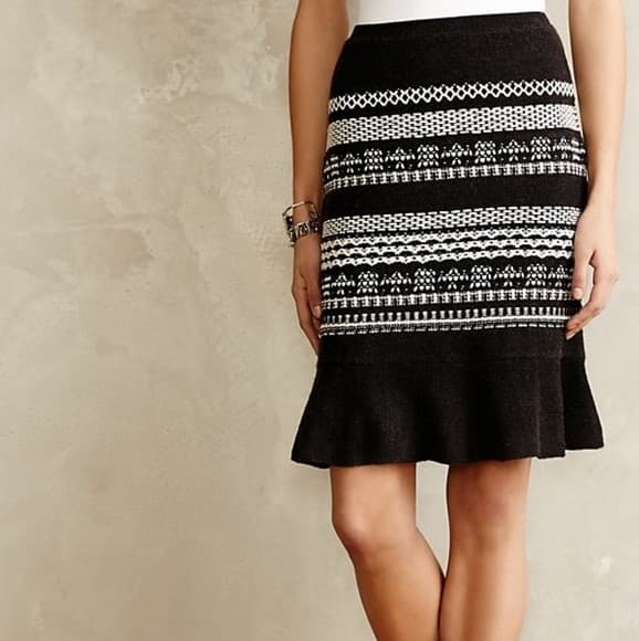 Anthropologie MOTH Mavis Knit Pencil Skirt Size M Wool Cotton - Thumbnail 3
