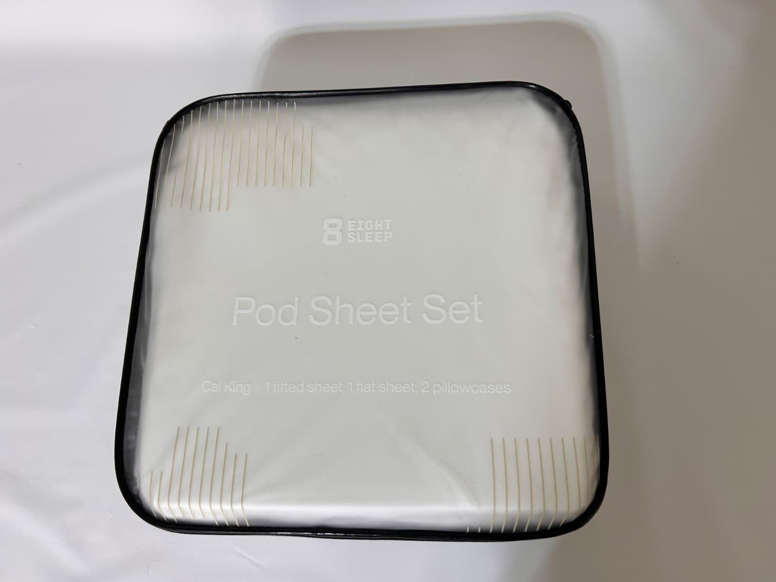 Eight Sleep Pod Sheet Set Cal King Size Pillow Case Sheet Cream White - Thumbnail 3