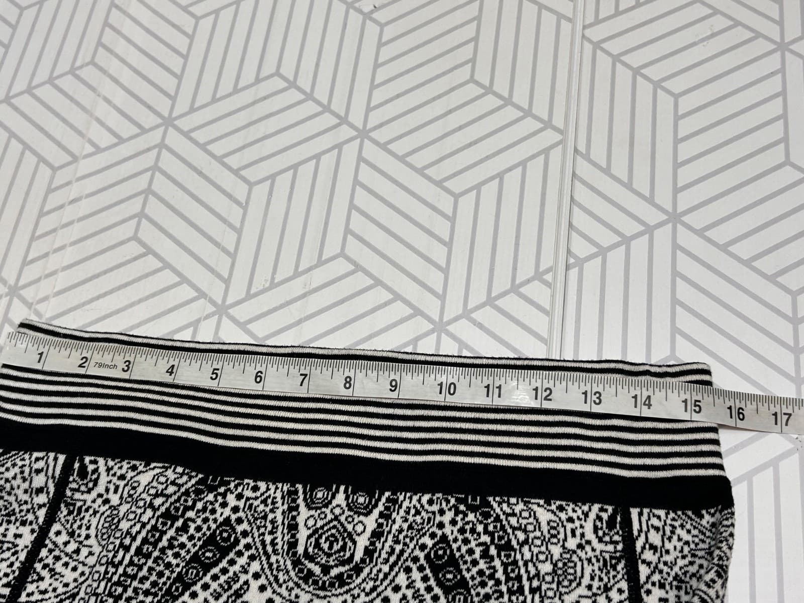 Title Nine Knit Skirt Women's Size M Black White Paisley Winter Sweater Skirt x - Thumbnail 6
