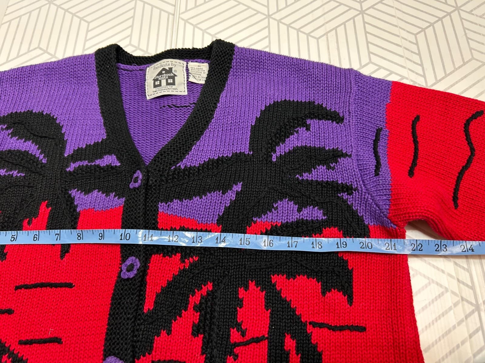 Storybook Knits Cardigan Sweater Sunset Nautical Beach Sailboat Size Medium g - Thumbnail 7