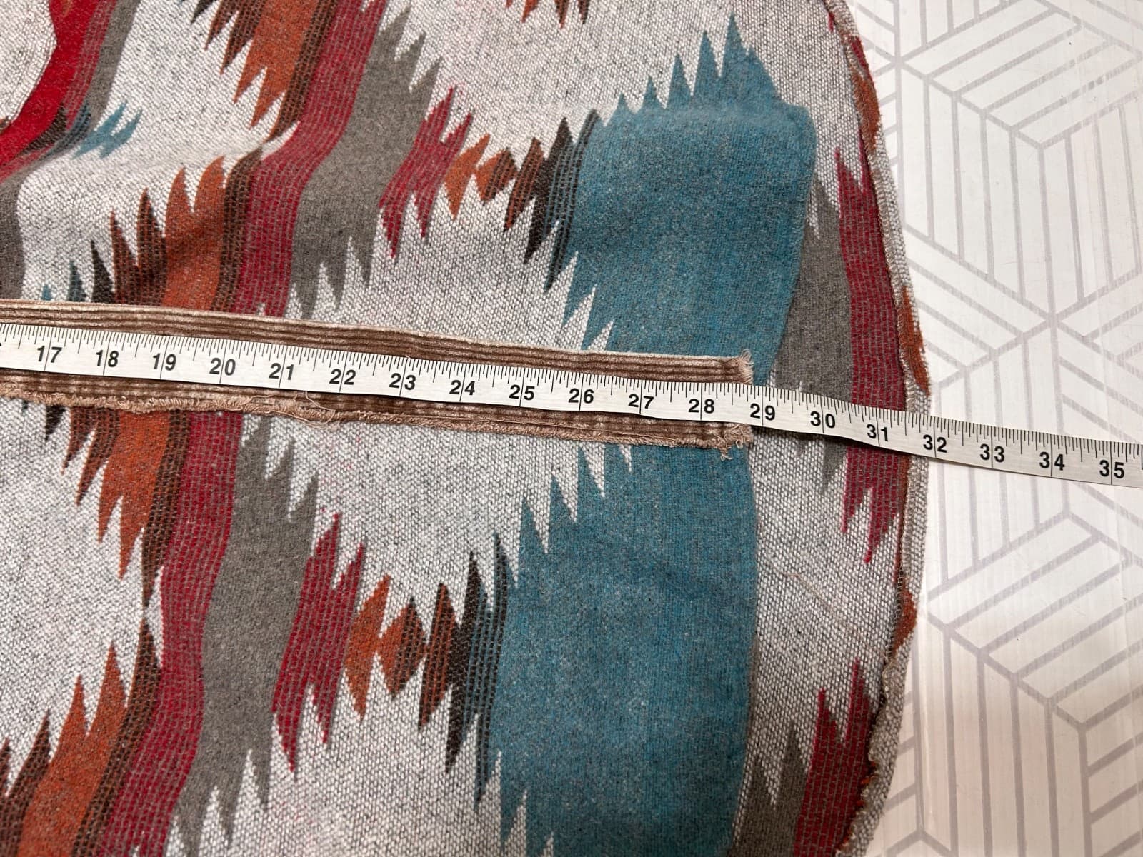 POL Aztec Native Print Jacket Raw Hem Fringe Coat Boho Oversized Size Large - Thumbnail 7