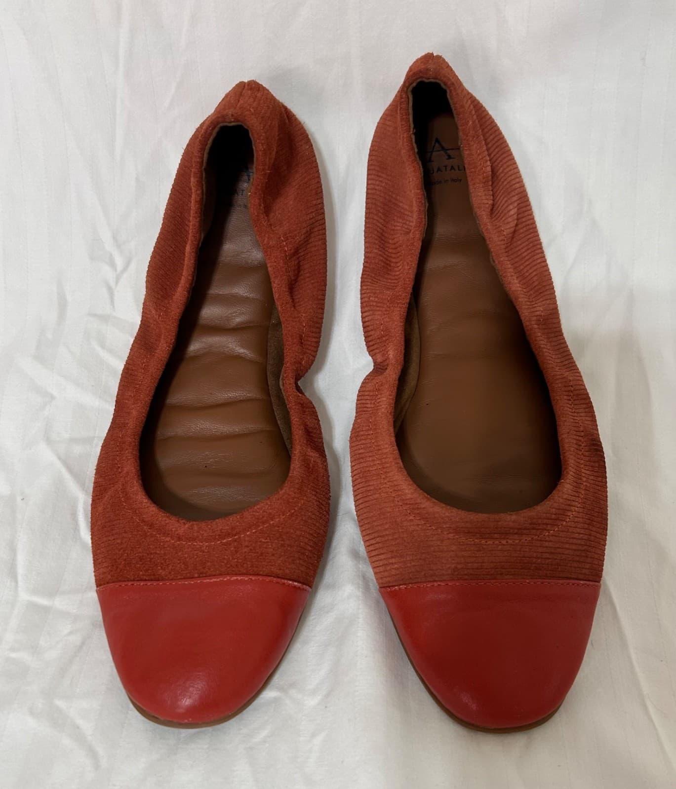 AQUATALIA Italy Women' size Burnt Orange 10 1/2 10.5 Suede Leather Flats Shoes - Thumbnail 11