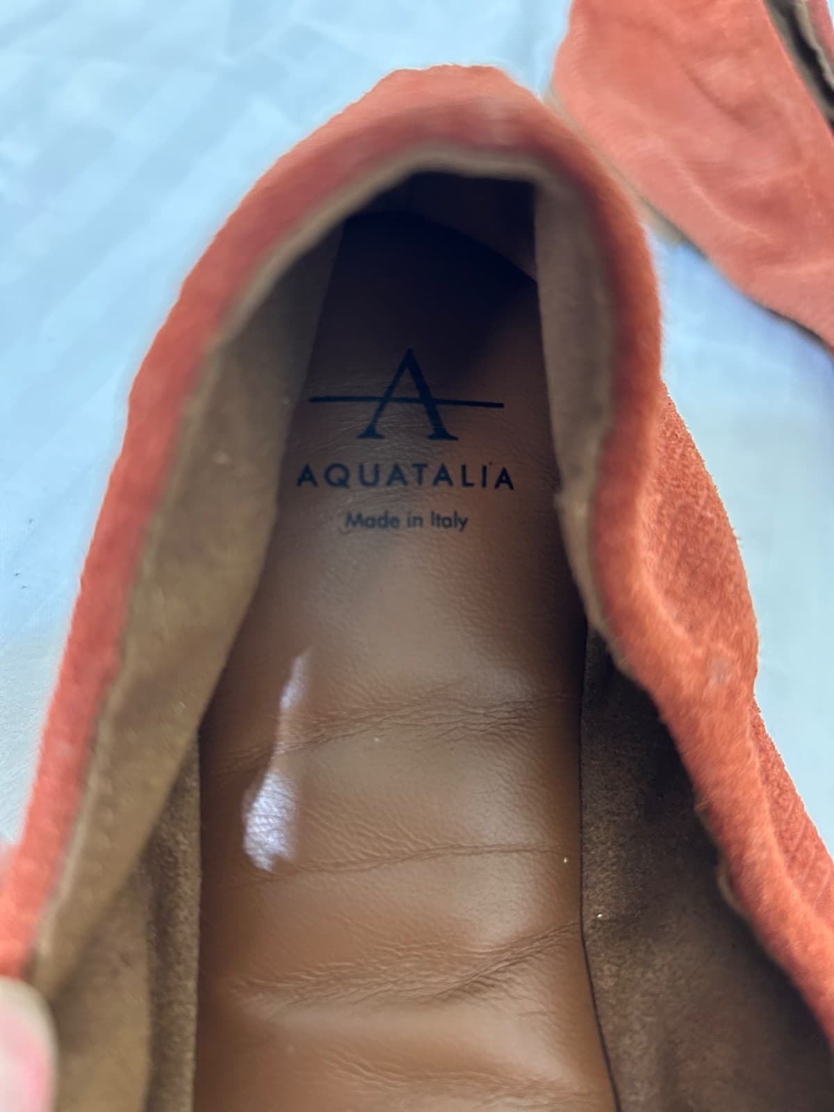 AQUATALIA Italy Women' size Burnt Orange 10 1/2 10.5 Suede Leather Flats Shoes - Thumbnail 8