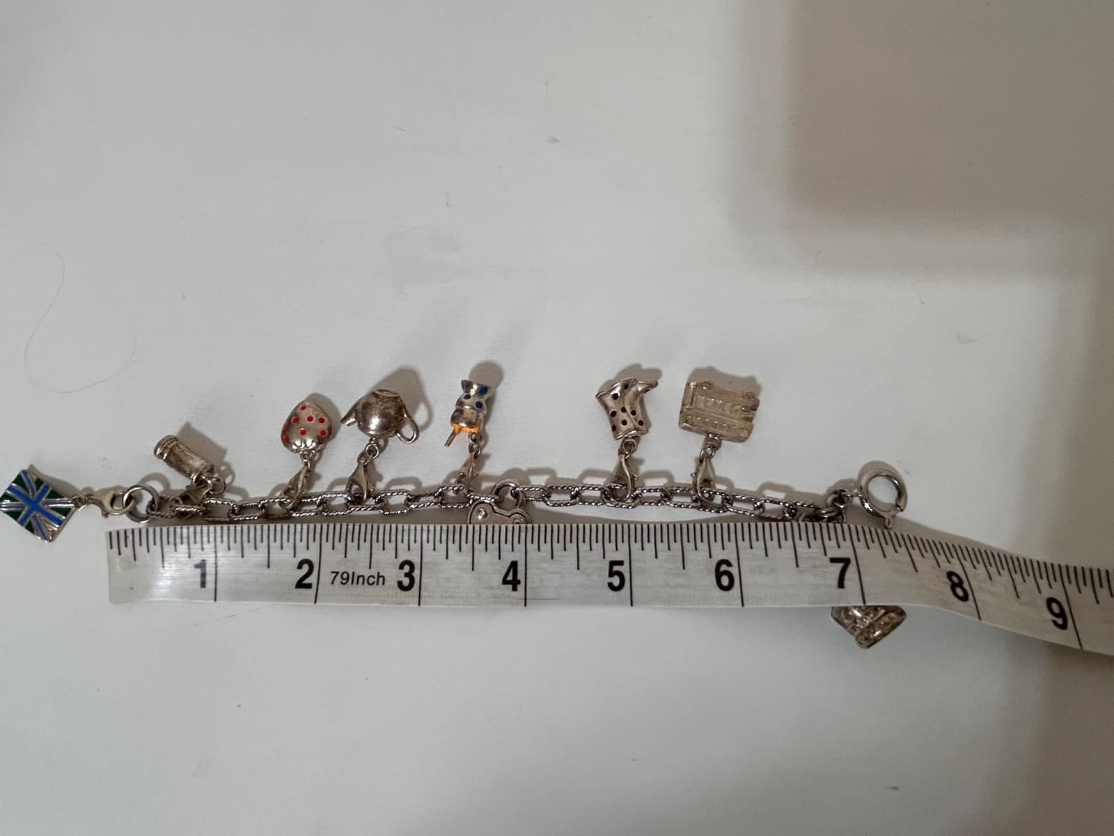 Vintage 925 Sterling Silver Juicy Couture 8 Charms Bracelet England Queen - Thumbnail 8