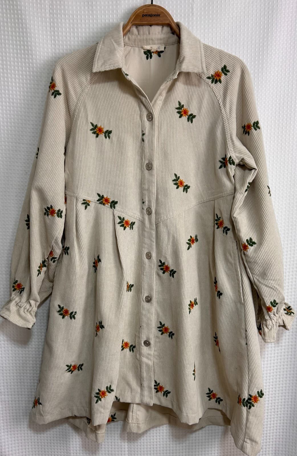 Roolee Women’s size S Boho Corduory Embroidered Floral Cottage Dress v - Thumbnail 5