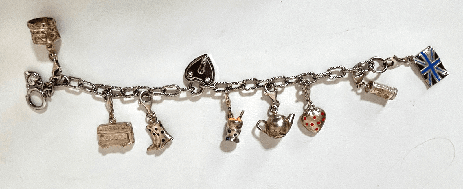 Vintage 925 Sterling Silver Juicy Couture 8 Charms Bracelet England Queen - Thumbnail 5
