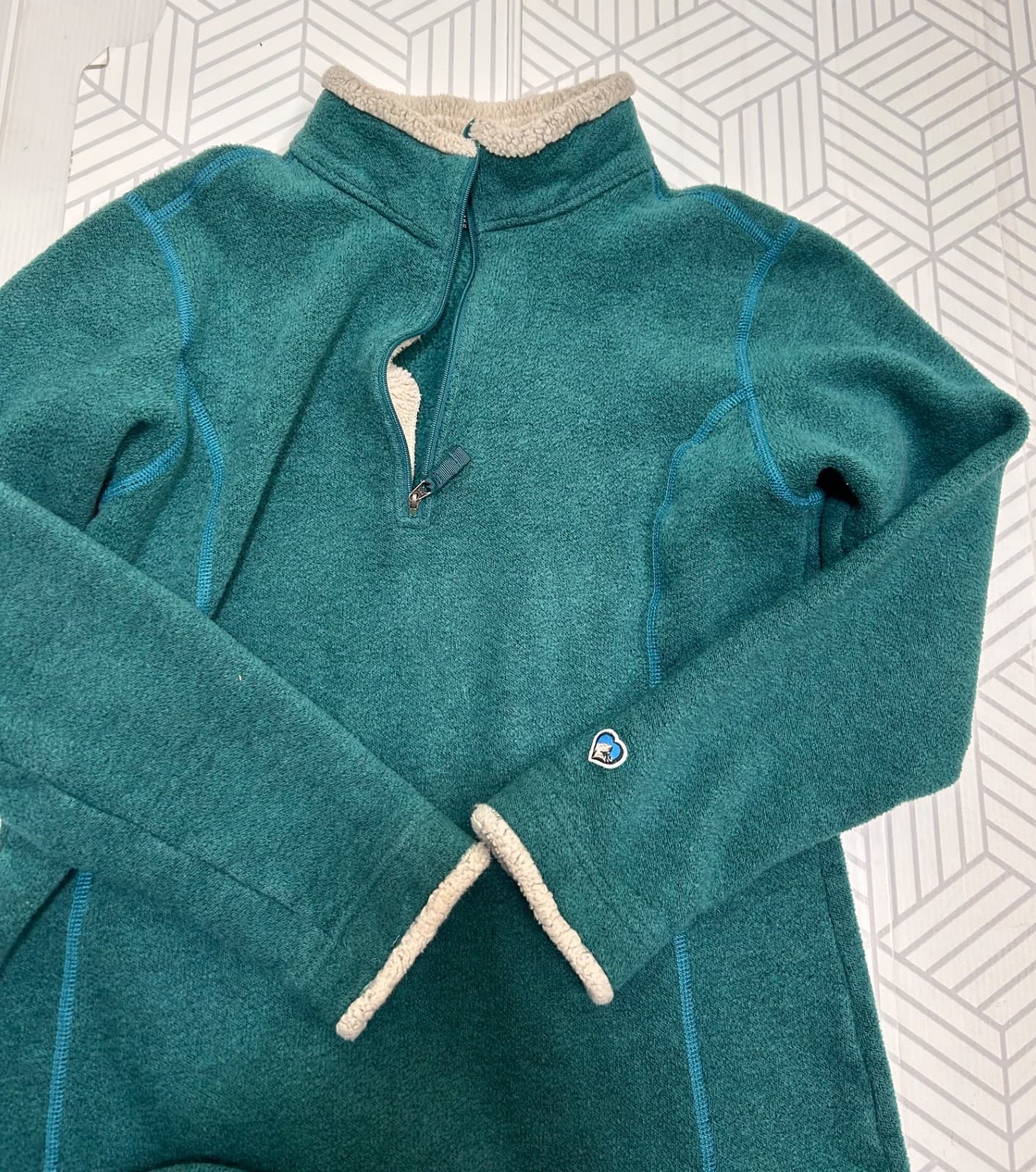 Kuhl Jacket Alfpaca Fleece 1/2 Teal Jacket Women's S XS Pullover Sweater Soft v - Thumbnail 2