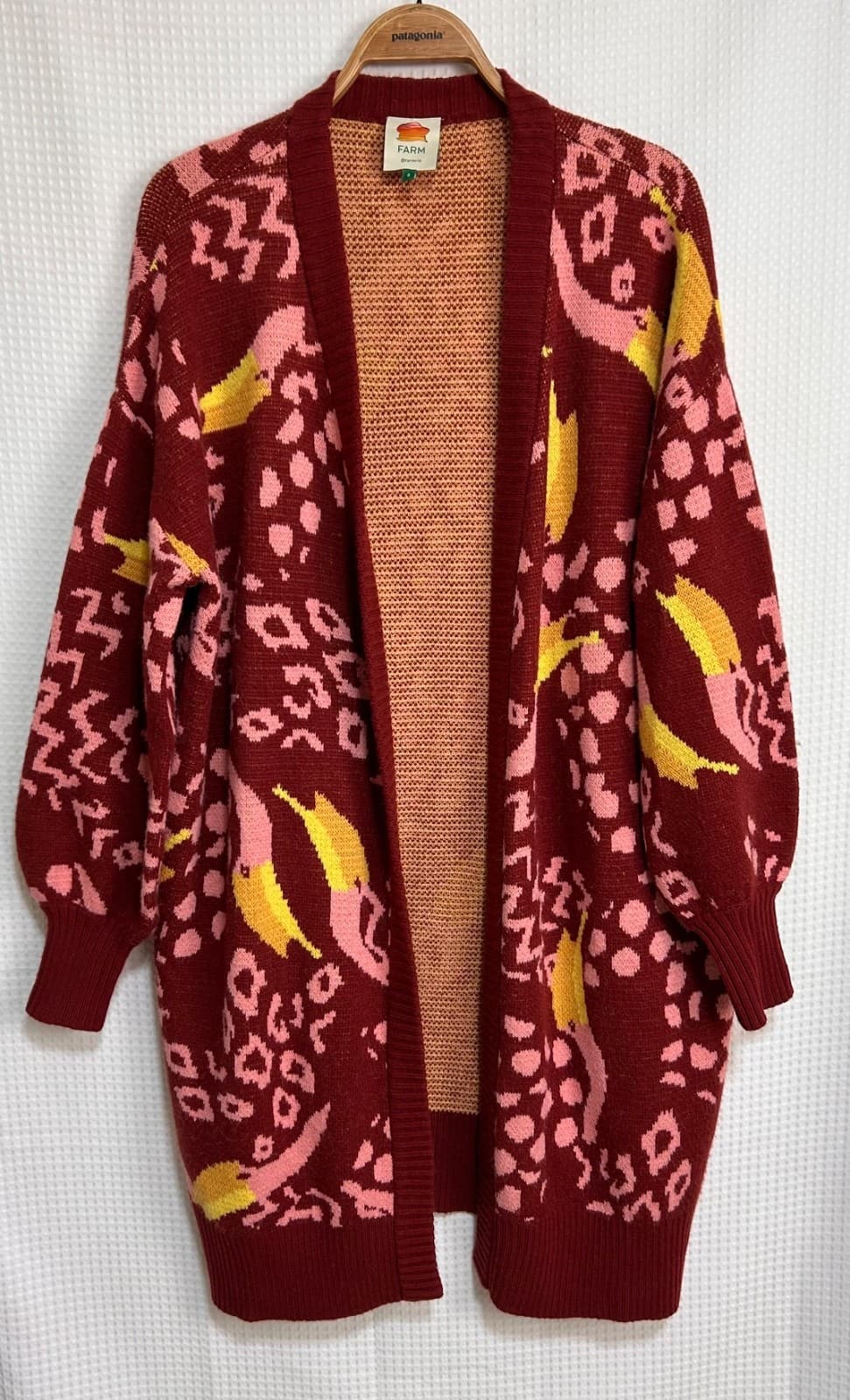 FARM Rio Women's size S Oversized Toucanissimo Long Cardigan Knit Sweater, - Thumbnail 2