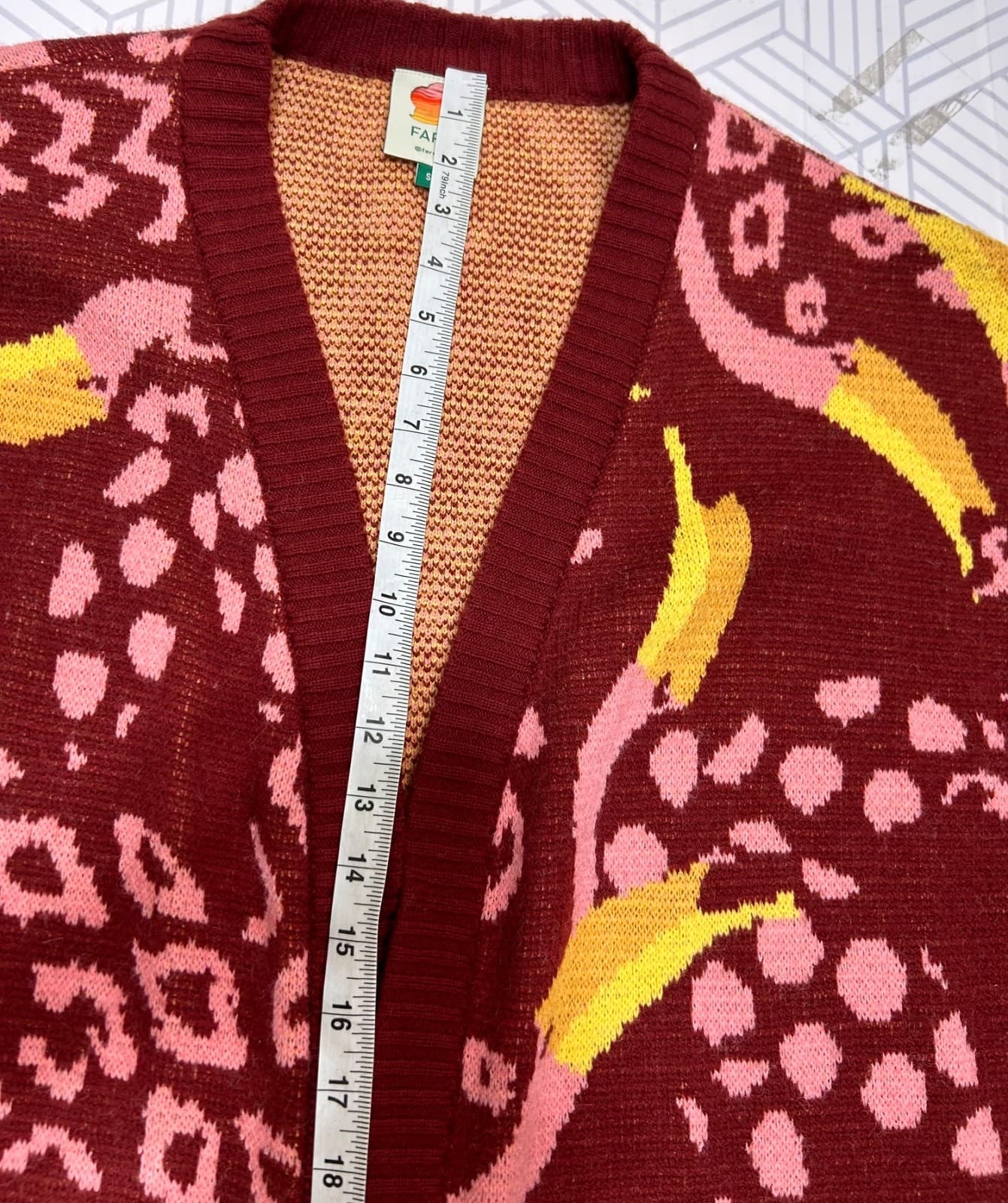 FARM Rio Women's size S Oversized Toucanissimo Long Cardigan Knit Sweater, - Thumbnail 5