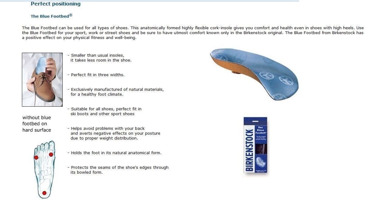 Birkenstock L 9 M 7 Black Sport The Blue Footbed Insole Orthotic Arch Support 4 - Thumbnail 4