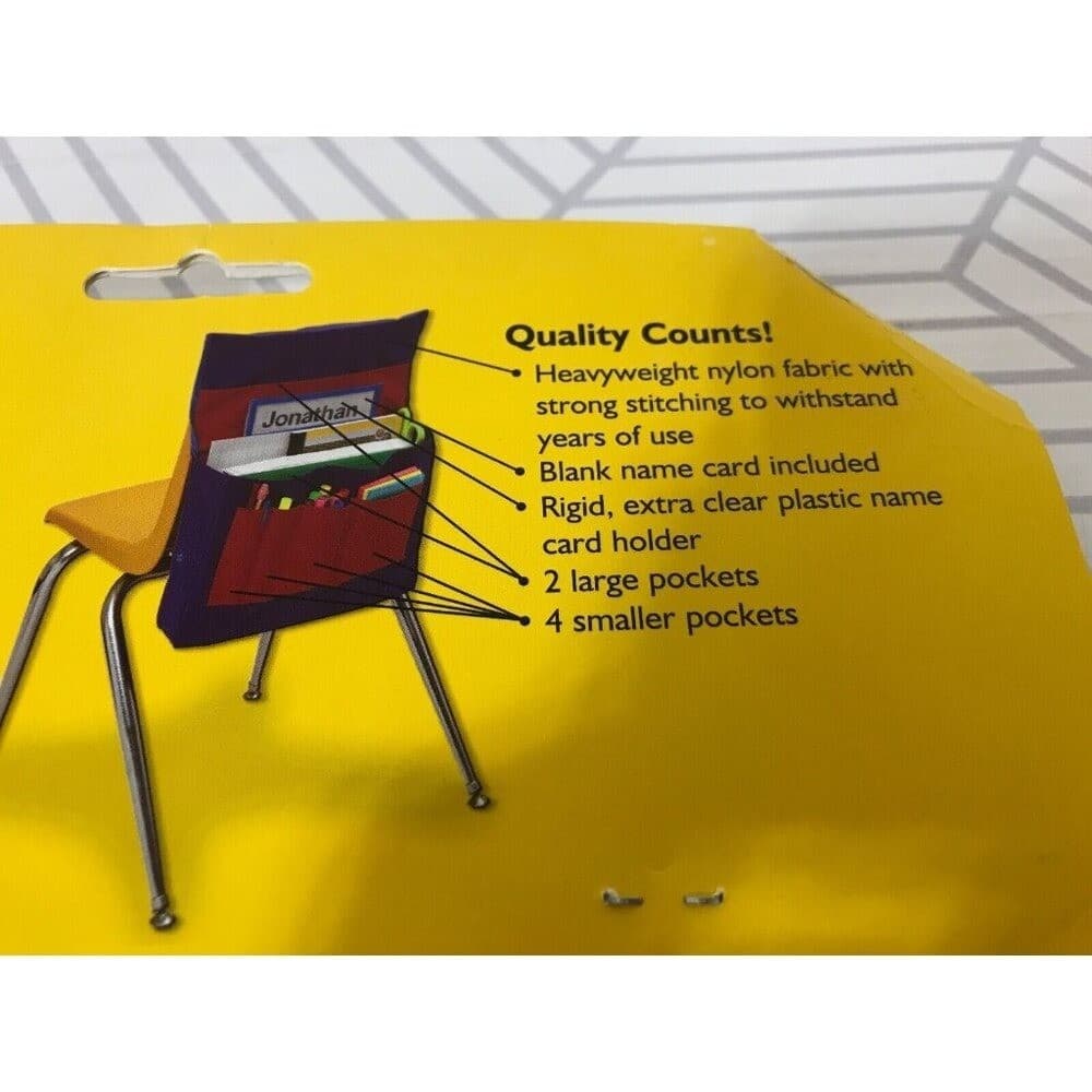Pacon Homeschooling Chair Back Pocket School Chair Storage Pocket Organizer - Thumbnail 6