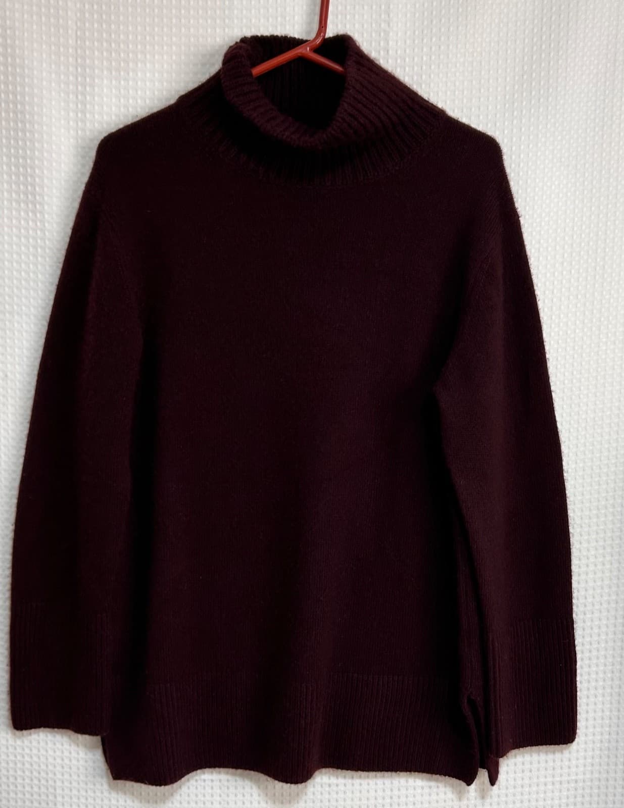 Vince Womens Wool Cashmere Sweater Size M Burgundy Old Money Turtleneck v - Thumbnail 8