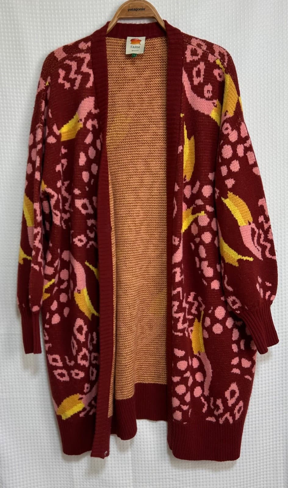 FARM Rio Women's size S Oversized Toucanissimo Long Cardigan Knit Sweater, - Thumbnail 3