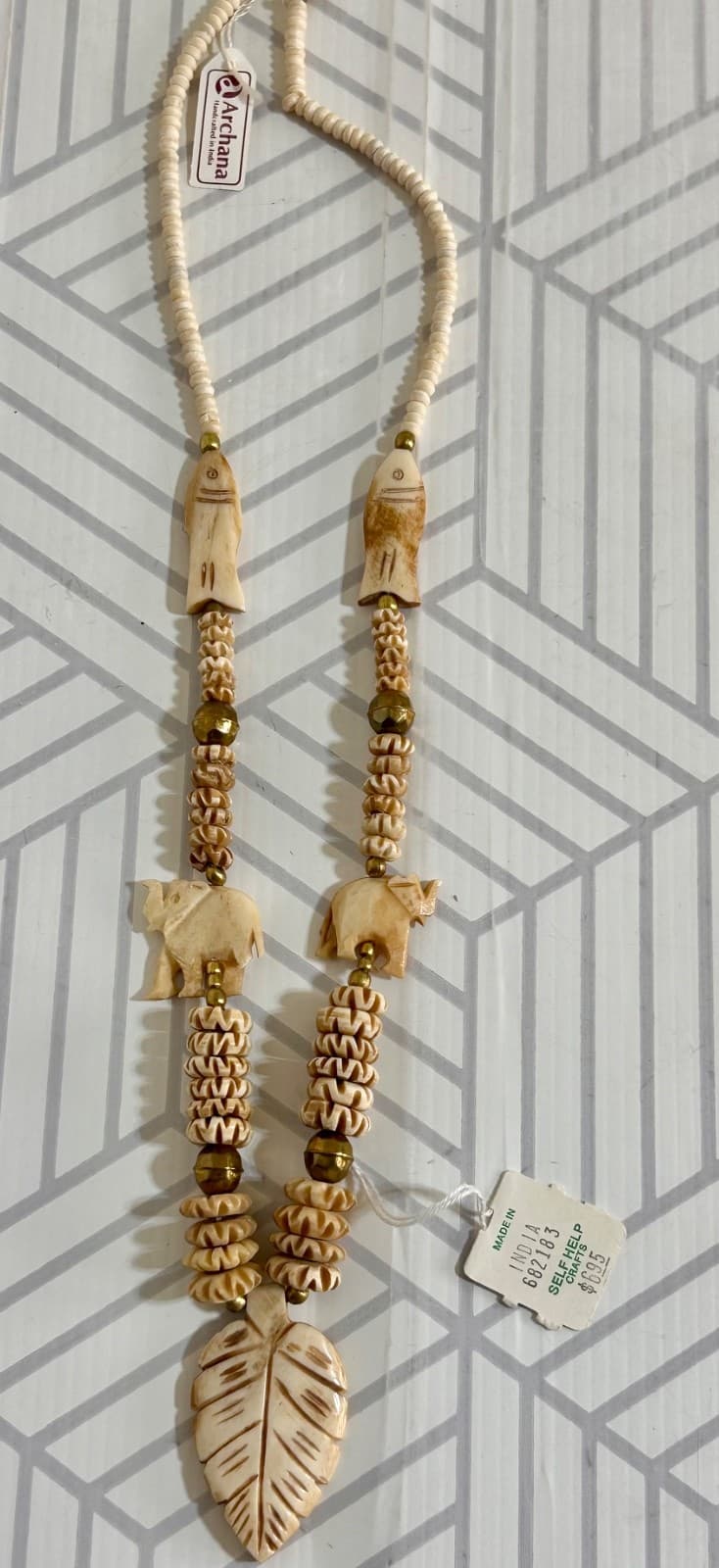 NWT Archana Hand made Vintage Chunky Elephants African Tribal Resin Necklace - Thumbnail 11