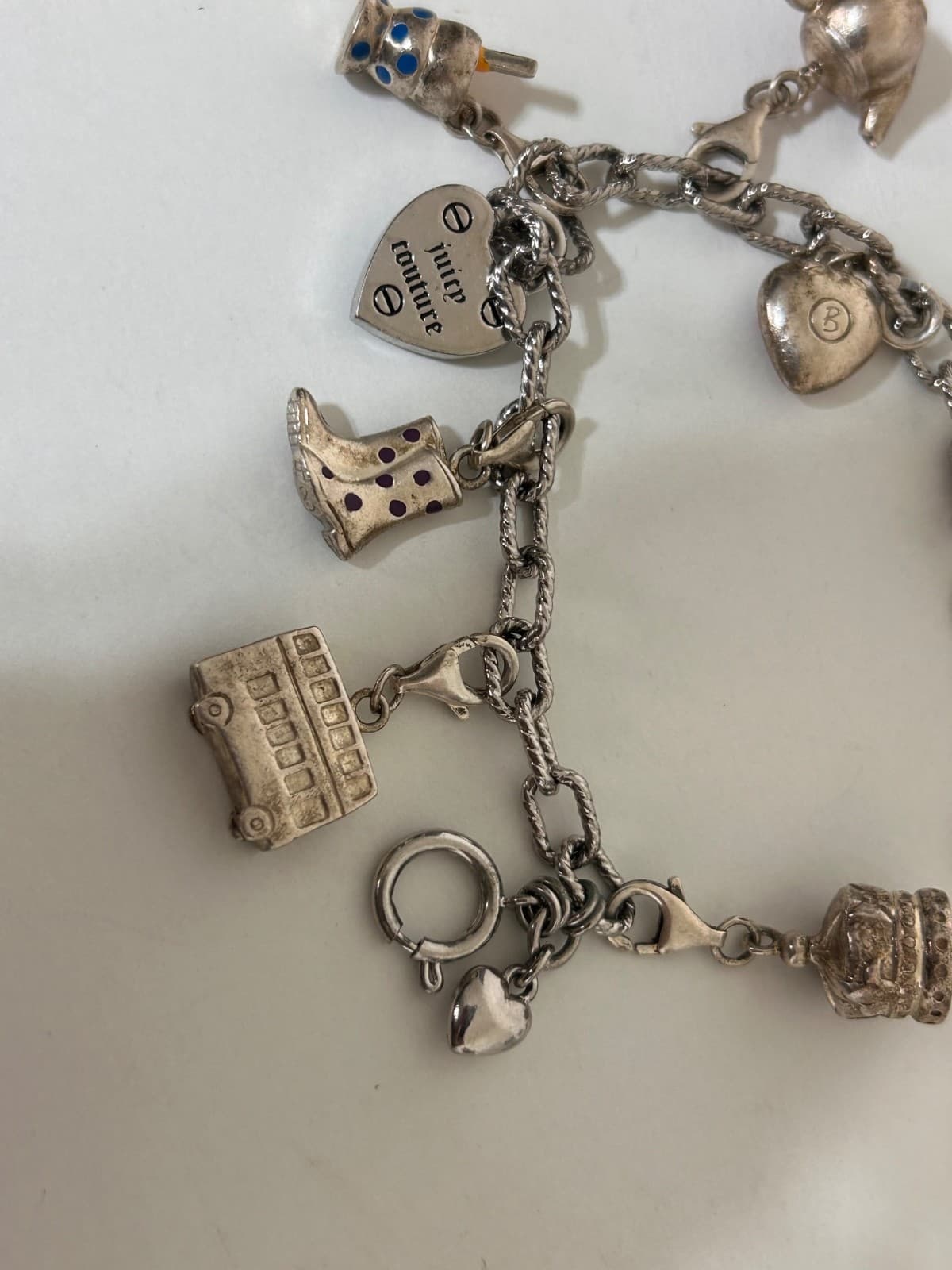 Vintage 925 Sterling Silver Juicy Couture 8 Charms Bracelet England Queen - Thumbnail 10