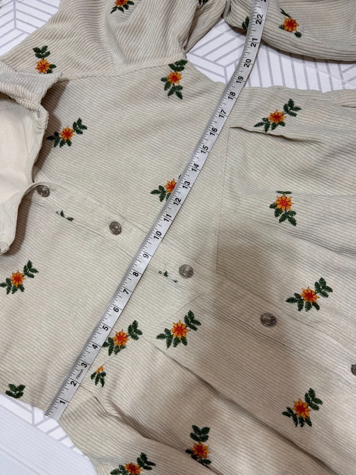 Roolee Women’s size S Boho Corduory Embroidered Floral Cottage Dress v - Thumbnail 8