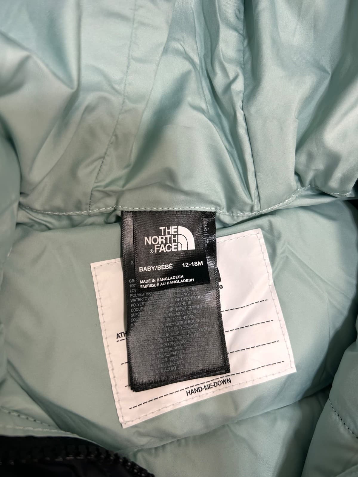 NWT $175 The North Face Baby 12-18 Mo Retro Nuptse One-piece 700 Down Snow Suit - Thumbnail 4