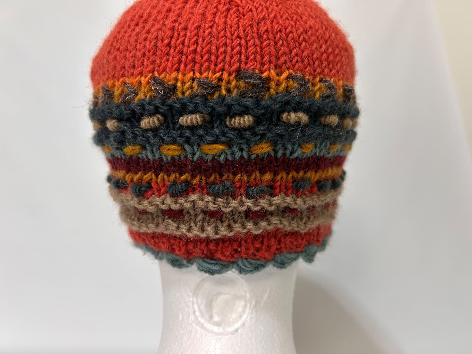 Wind Horse Handmade Wool Crochet Fleece Lined Floral Hat Cottagecore Nepal - Thumbnail 10