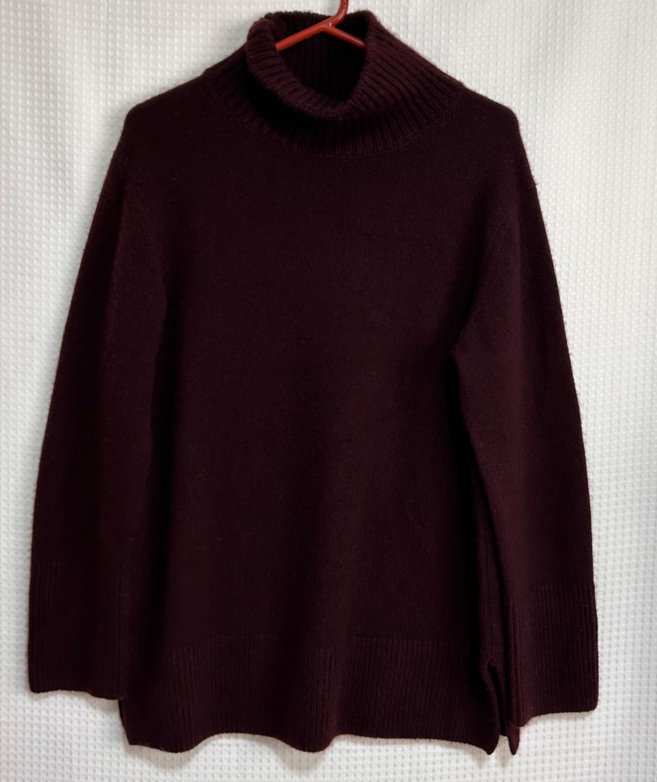 Vince Womens Wool Cashmere Sweater Size M Burgundy Old Money Turtleneck v - Thumbnail 9