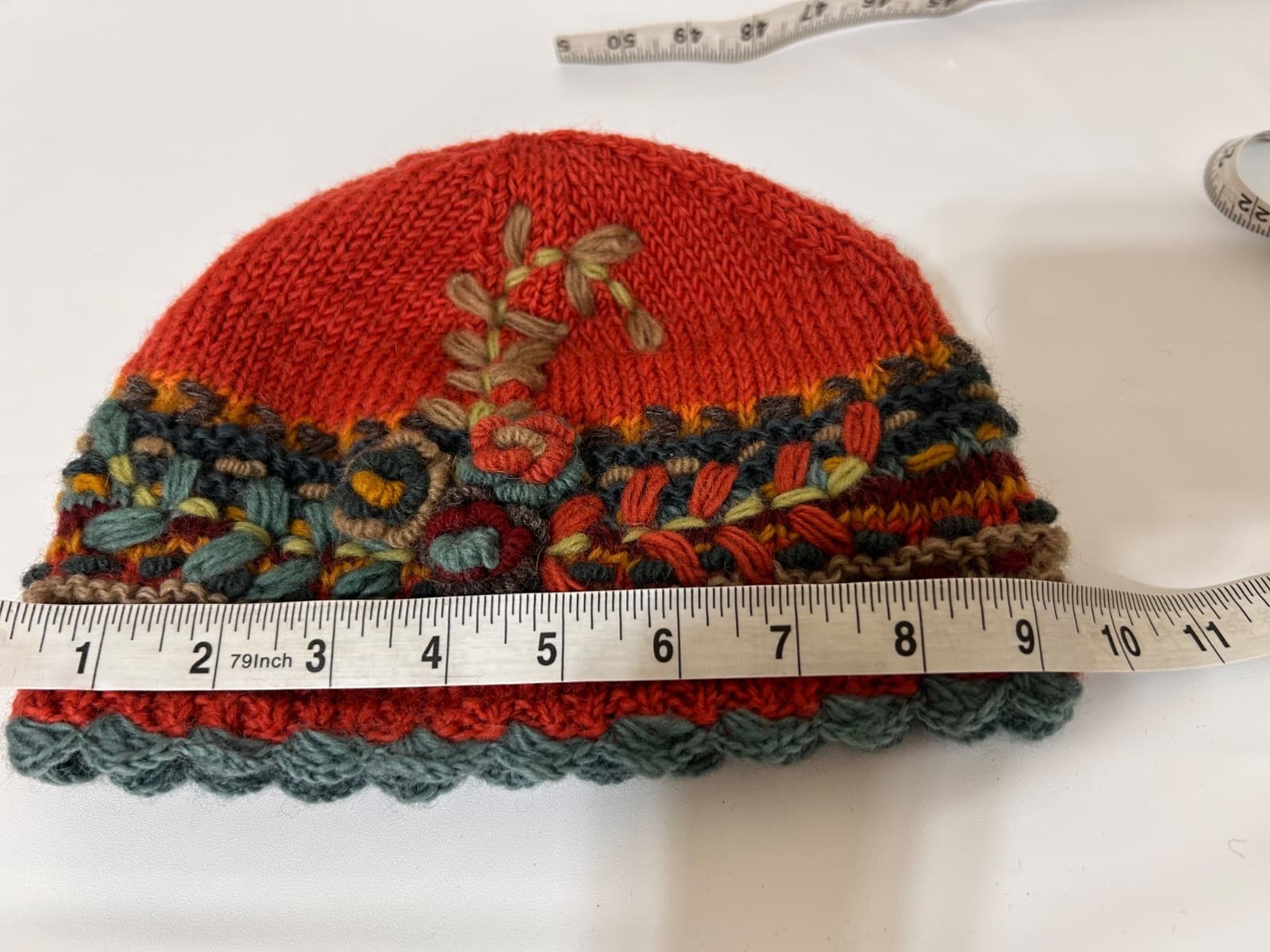 Wind Horse Handmade Wool Crochet Fleece Lined Floral Hat Cottagecore Nepal - Thumbnail 5