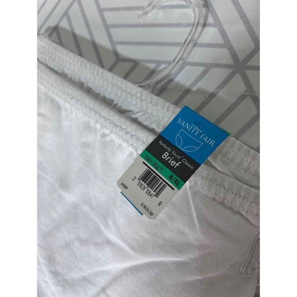 NWT Vanity Fair Size 8 XL White 2 Pairs Perfectly Yours Cotton Brief Panty - Thumbnail 4