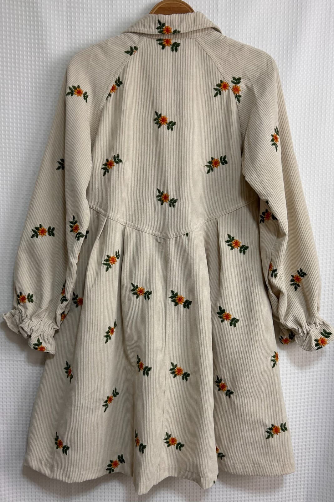 Roolee Women’s size S Boho Corduory Embroidered Floral Cottage Dress v - Thumbnail 3