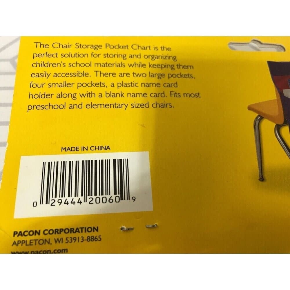 Pacon Homeschooling Chair Back Pocket School Chair Storage Pocket Organizer - Thumbnail 5