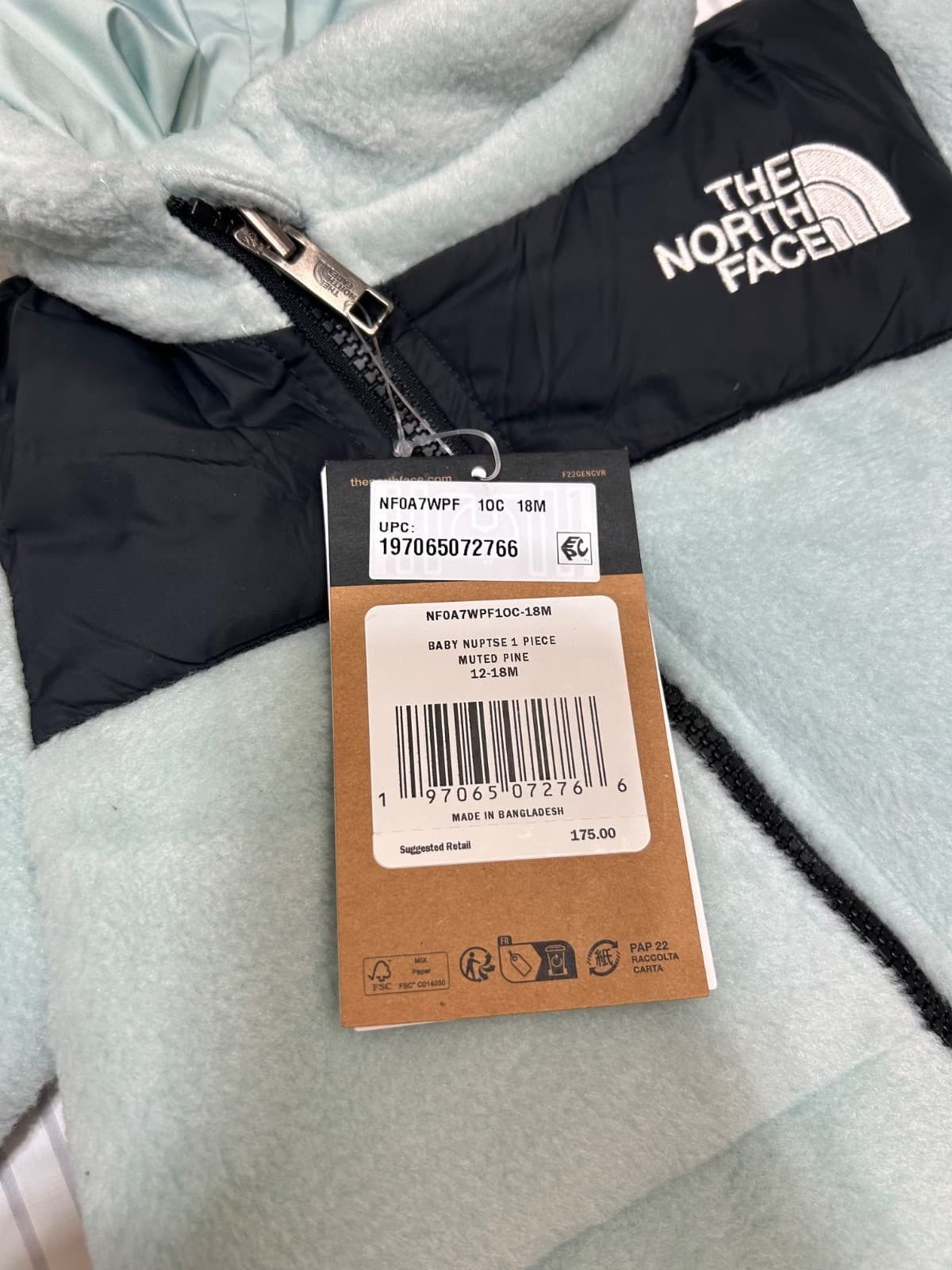 NWT $175 The North Face Baby 12-18 Mo Retro Nuptse One-piece 700 Down Snow Suit - Thumbnail 3