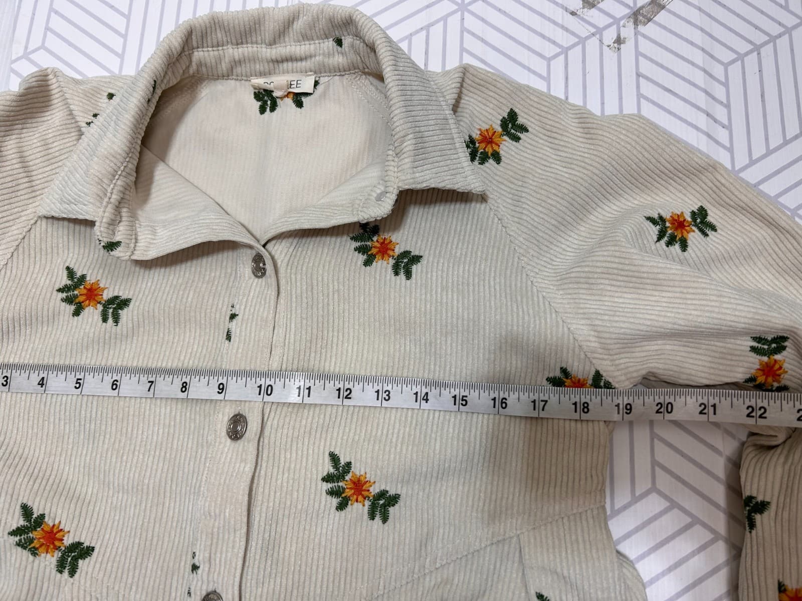 Roolee Women’s size S Boho Corduory Embroidered Floral Cottage Dress v - Thumbnail 10