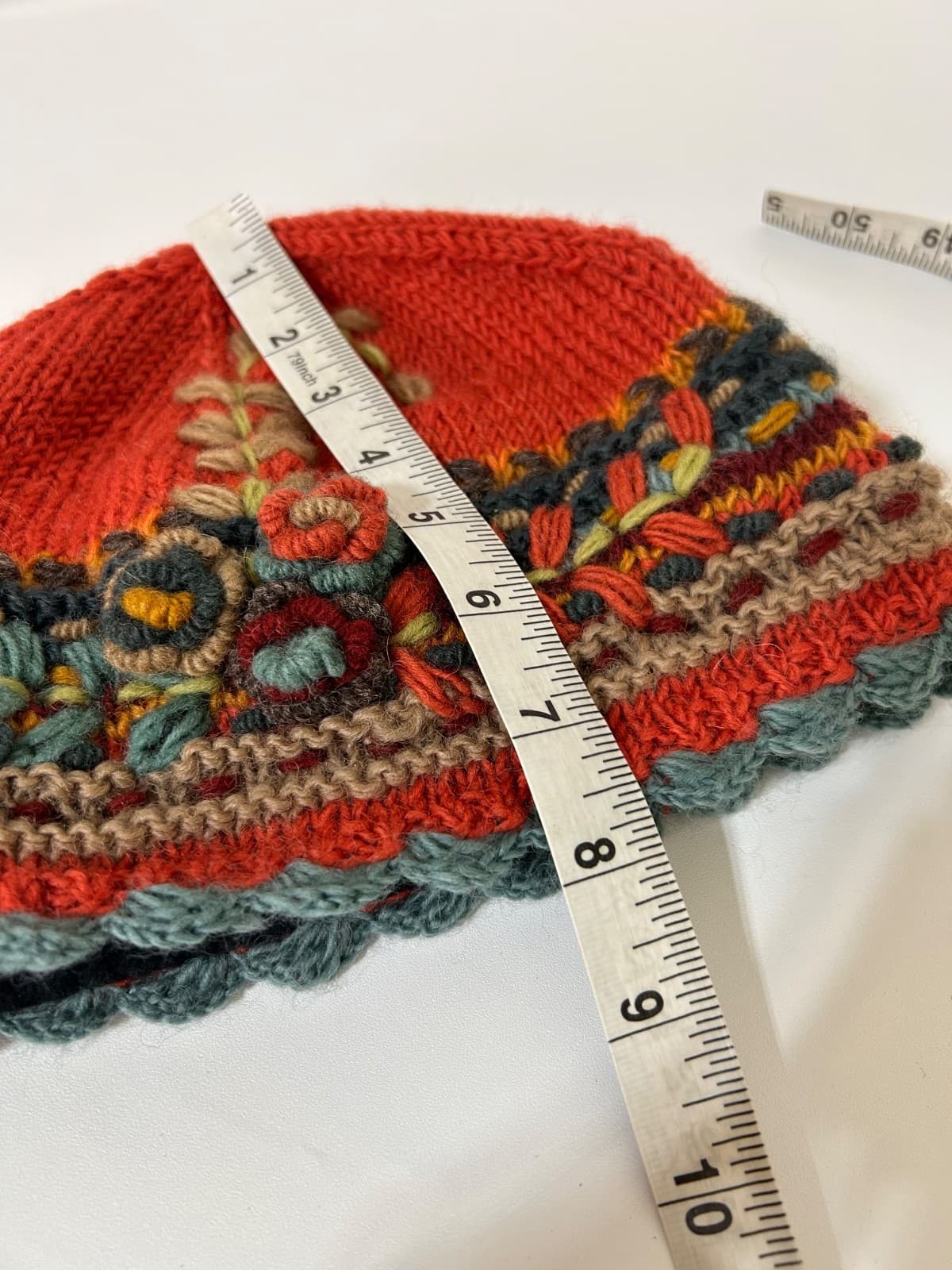 Wind Horse Handmade Wool Crochet Fleece Lined Floral Hat Cottagecore Nepal - Thumbnail 4
