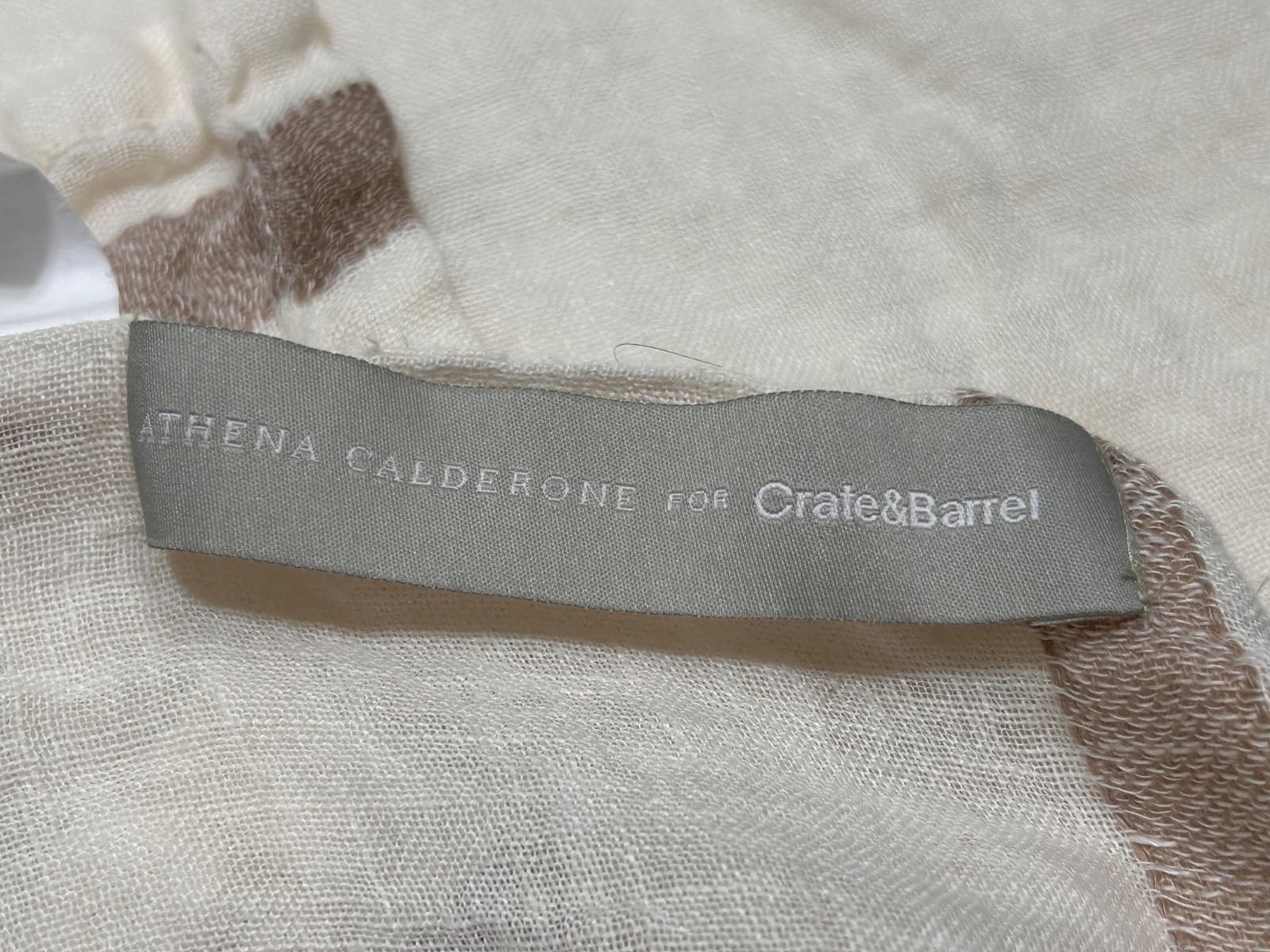 Athena Calderone For Crate & Barrel Gauze Linen Stripe 5 Napkins Ivory Eggnog - Thumbnail 4