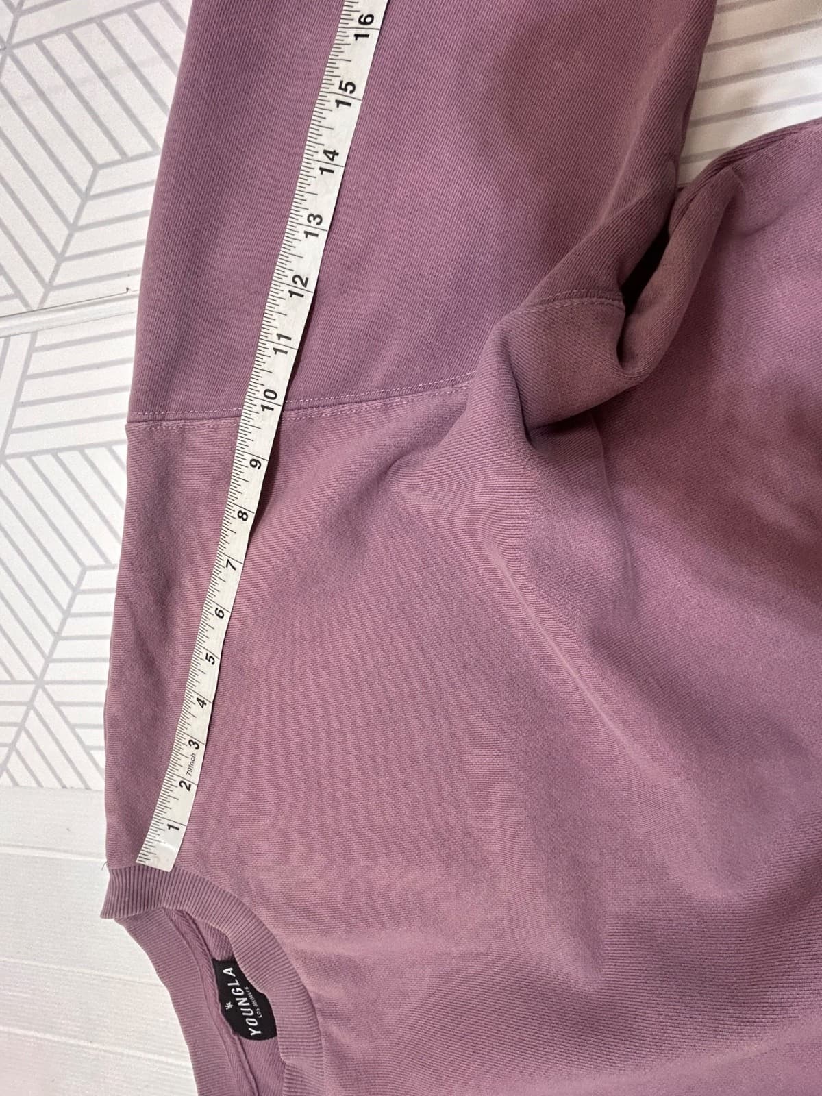 Young LA Sweatshirt Crewneck Embossed Logo Men's size Medium Mauve v - Thumbnail 6
