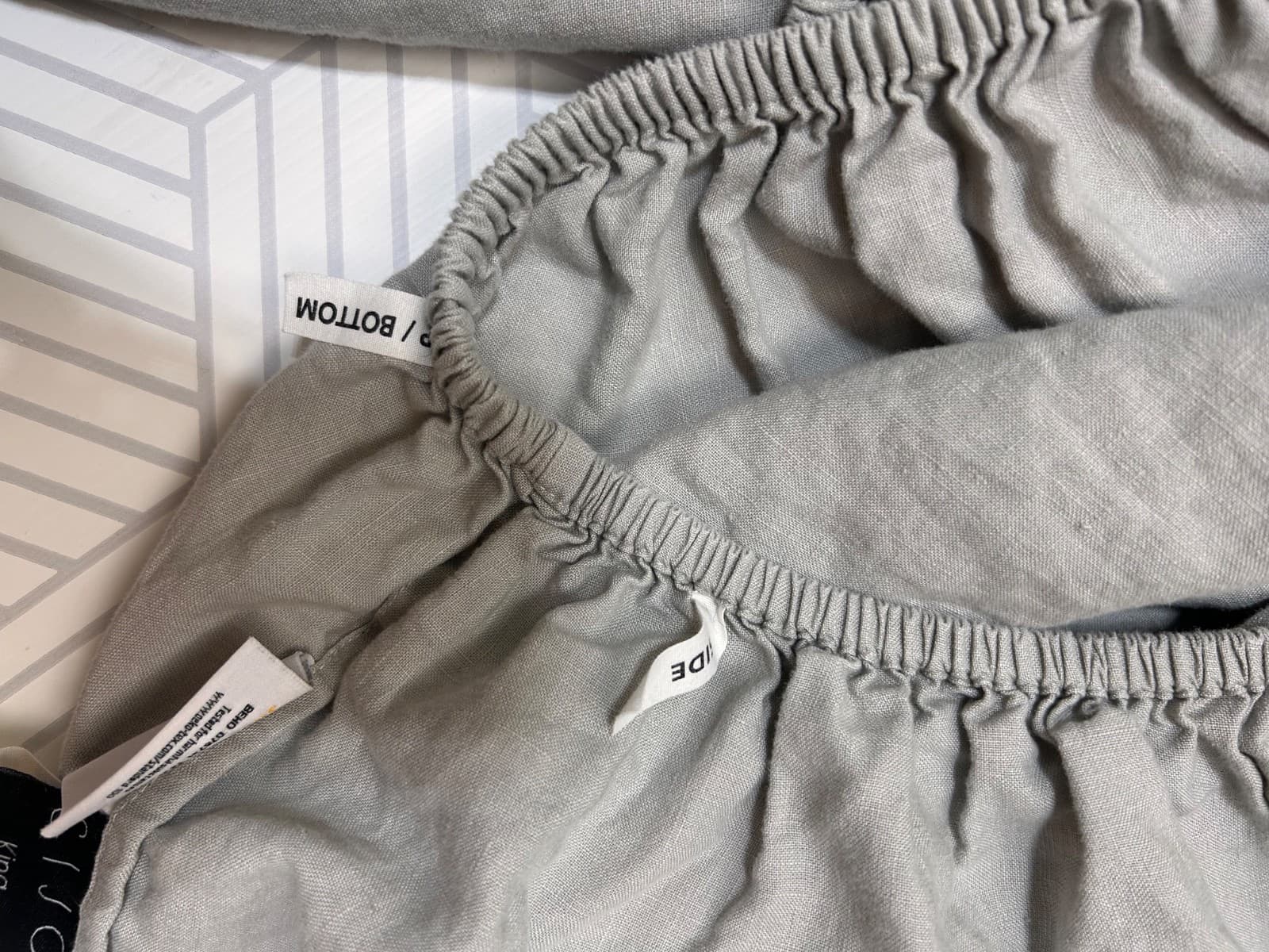 SIJO 100% Gray French Flax Linen Fitted & Flat Sheet KING/CAL KING 110" x 100" - Thumbnail 7